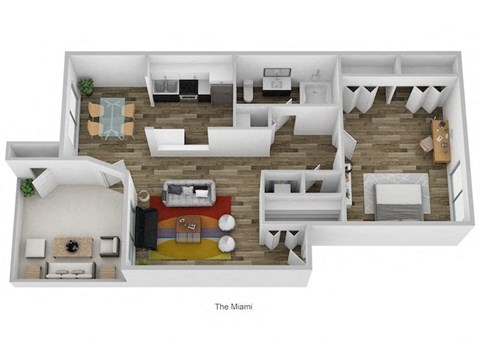 The Miami 758 Sq. Ft. Floor Plan at Indian Lookout, West Carrollton, Ohio